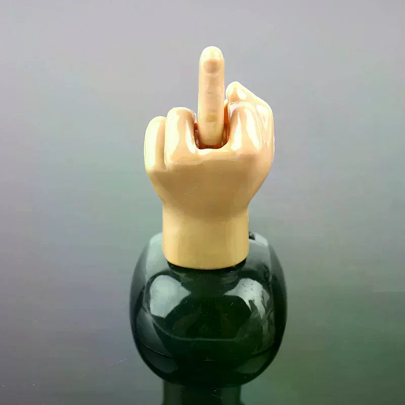 Solar Powered Mid Finger Shaking Toy Car Dashboard Dancing Figure Toy Brown Creative Car Bobbleheads Decorative Ornament Oasis Select