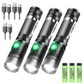 High Power Led Flashlights Zoomable Camping Torch with T6 LED Lamp Beads Waterproof 4 Lighting Modes MultiFunction USB Charger Oasis Select 3Pcs With battery