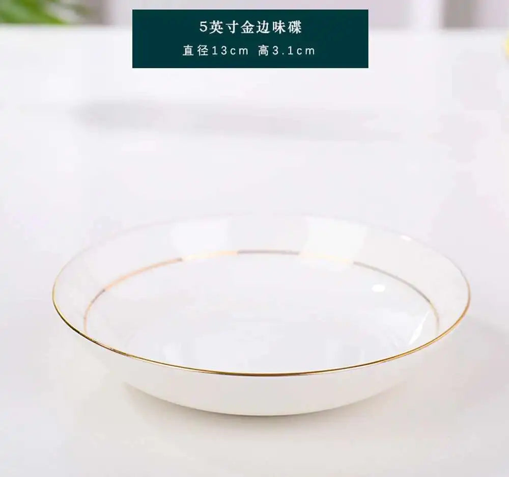 Bone China Gold Border Vegetable Deep Plate Ceramic Tableware Dining Plate Oasis Select 5in Dish