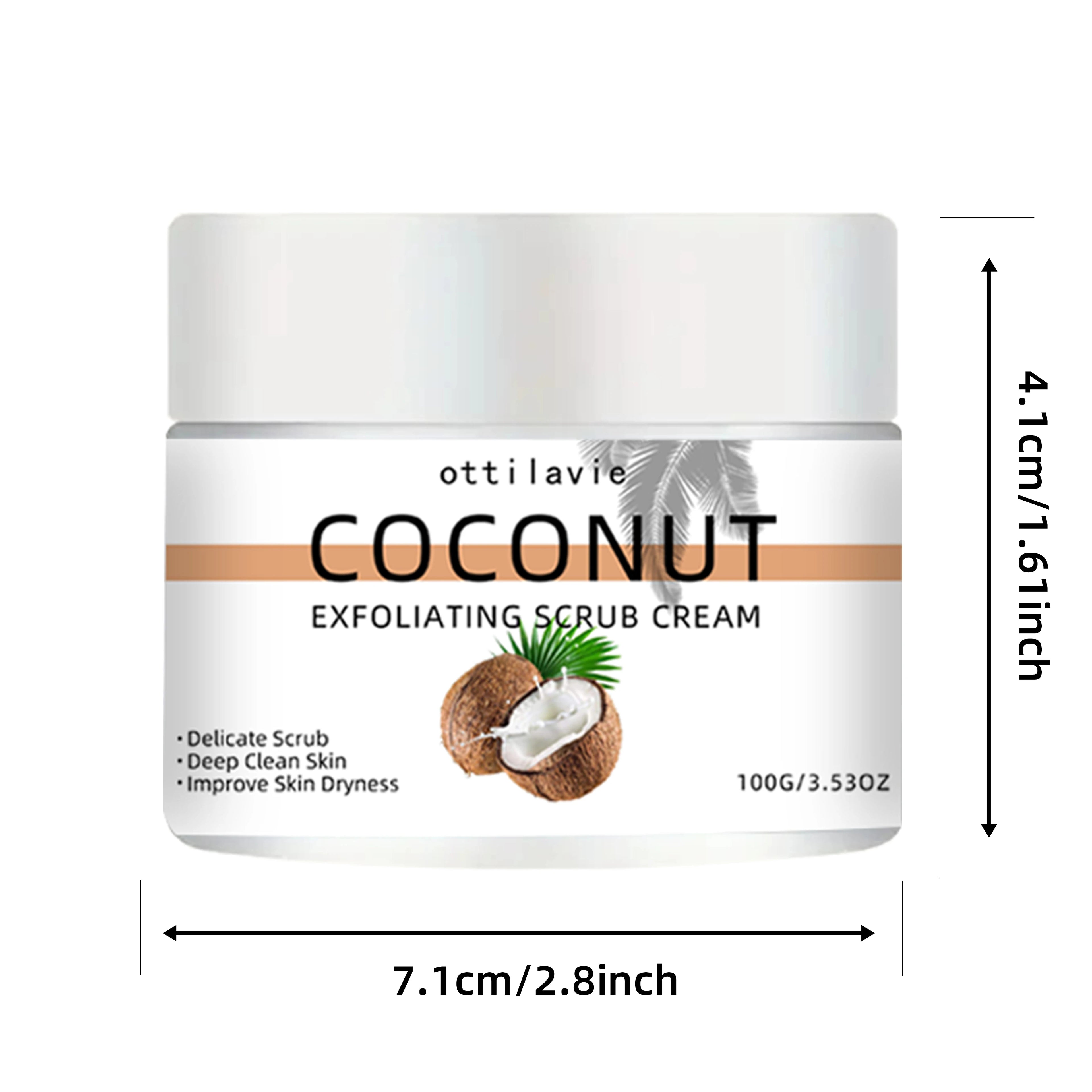 Ottilavie Coconut Exfoliating Scrub Cream Physical Exfoliation for Smooth Skin Suitable for All Skin Types (Face, Neck & Body) Oasis Select