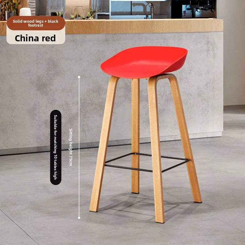 Nordic Bar Chair Modern Simple Bar Chair Wrought Iron Fashion Creative Restaurant High Stool Household Stool Front Desk Chair Oasis Select Red 75 2 pieces