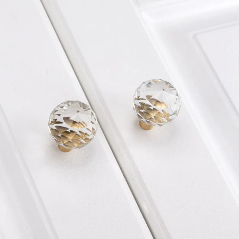 Cupboard Door Handle for Furniture Hardware Solid Brass Crystal Glass Cabinet Pull Kitchen Storage Door Handles Drawer Knobs Oasis Select