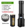 5000MAH Ultra Bright LED Flashlight with Flame Ignition Type-C Rechargeable Tactical Torch Outdoor Camping Adventure Lantern Oasis Select Black-5000MAH