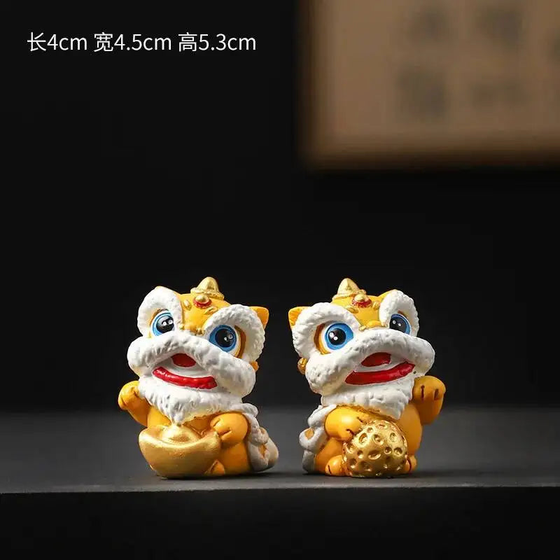 Tea Pet Lion Desktop Office Desk Tea Play Decoration Ornament Oasis Select Yuanbao Yellow