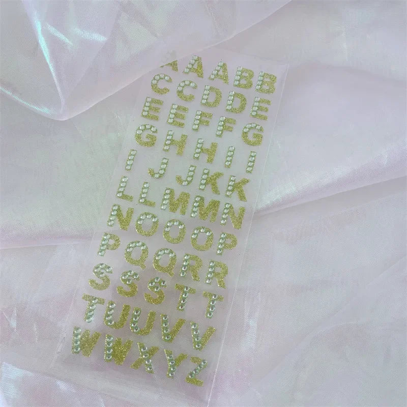 1Pcs Glitter A-Z Alphabet Letters Sticker Scrapbooking Stationery School Supplies Black/Gold/Silver/Red/Blue/Pink/Purple/Green Oasis Select Green