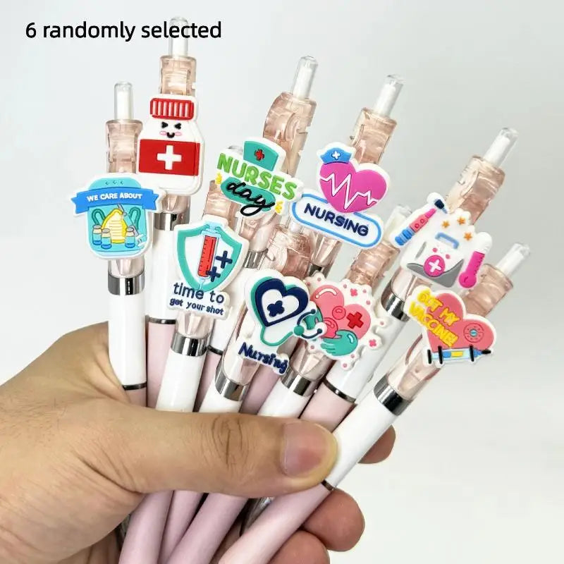 6/10Pcs Medical Record Pens Nurse Doctor Writing Gel Pens Nurses Day Gift Student Retractable Ballpoint Pen Oasis Select A7