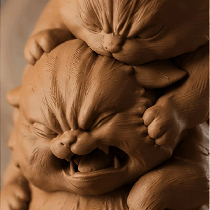 Interesting Fighting Cats Figurines 3D Printing Cute Animal Statues Whimsical Cats Decor Home Office Desk Shelf Pet Lovers Gifts Oasis Select