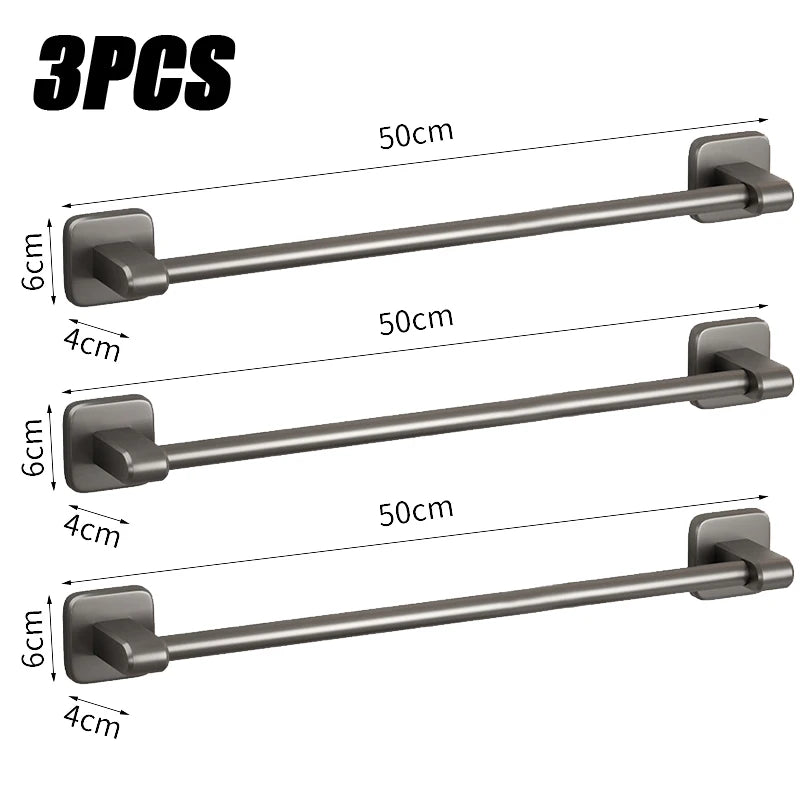 Bathroom Towel Rack Stainless Steel Towel Rack Slipper Rack Hole-Free Towel Bar Bathroom Shelf Organizer Kitchen Storage Racks Oasis Select Grey 50cm 3PCS