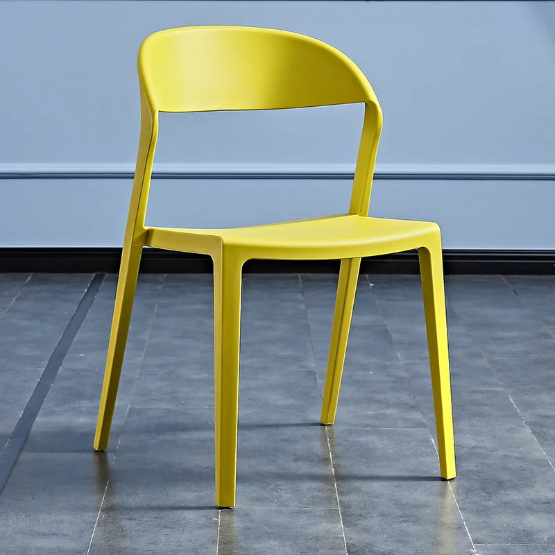 Nordic simple plastic chair household dining chair adult leisure creative desk chair lazy backrest stool Oasis Select Yellow 2 pieces