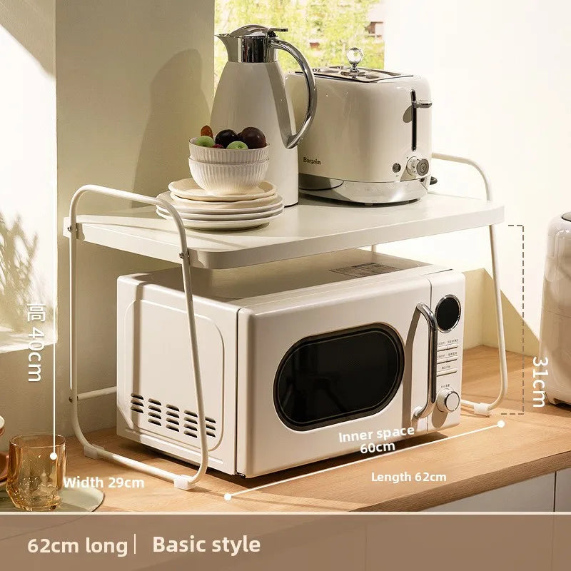 Multi-functional Stainless steel microwave oven rack, kitchen appliance countertop, pull-out storage shelf Oasis Select CreamWind62cm