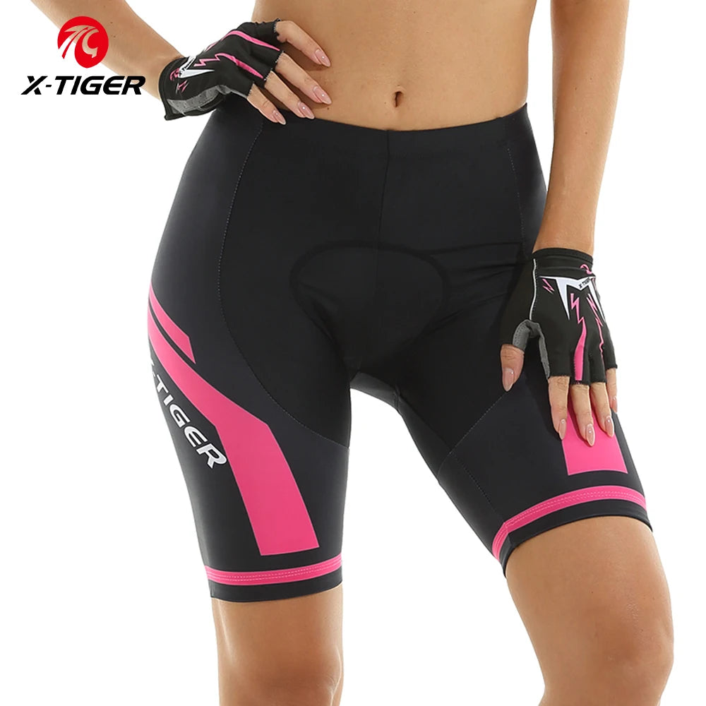 X-Tiger Women's Cycling Shorts Shockproof MTB Mountain Bicycle Shorts Breathable Lycra Sport Cycling Clothes Oasis Select Pink XXL
