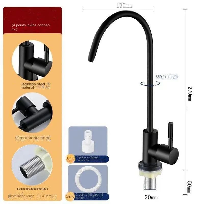 304 Stainless Steel Kitchen Faucet Hot and Cold Water Mixer 360 Degree Rotation Basin installation Comes Kitchen Hardware Oasis Select 4-point interface