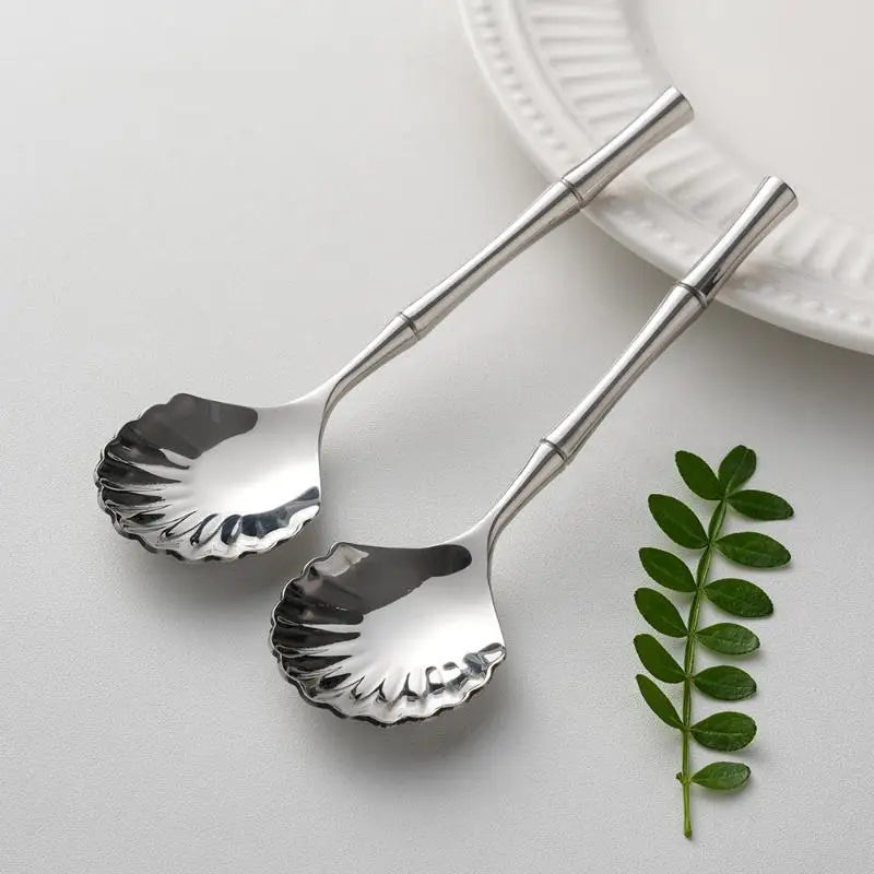 Heat Resistant Stainless Steel Seashell Dessert Spoon Reusable Coffee Stirring Spoon for Home Afternoon Tea Souvenir Oasis Select