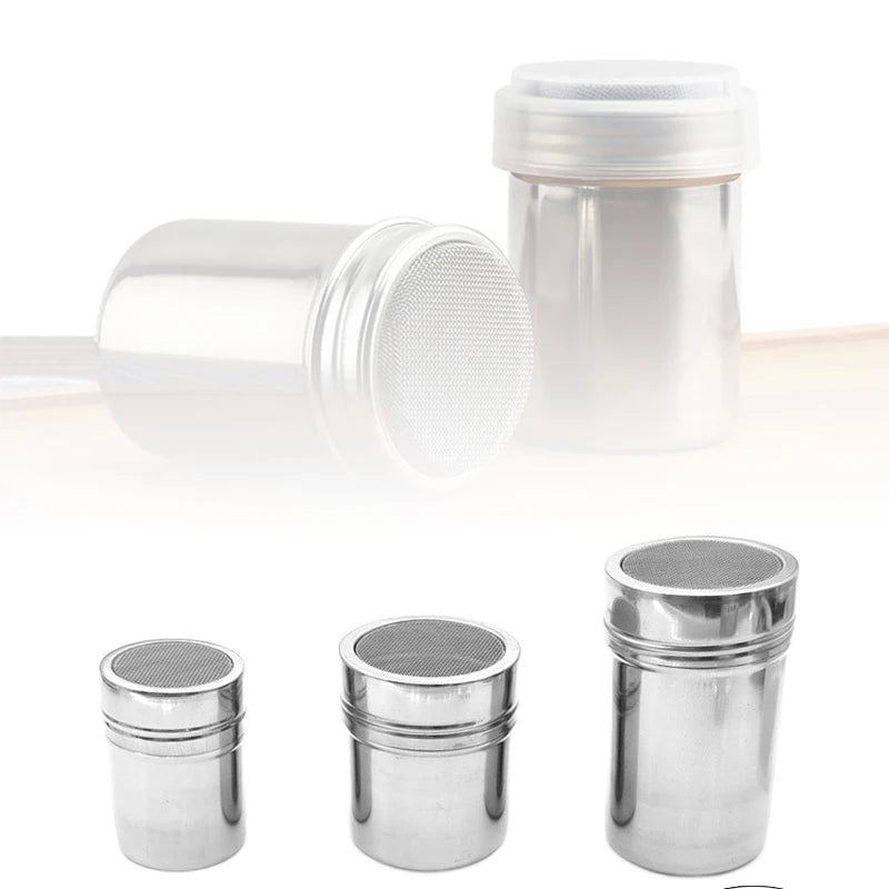 Stainless Steel Sprinkle Powder Icing Sugar Cocoa Sugar Chocolate Flour Duster Shaker Tool Seasoning Bottle For Spices Oasis Select