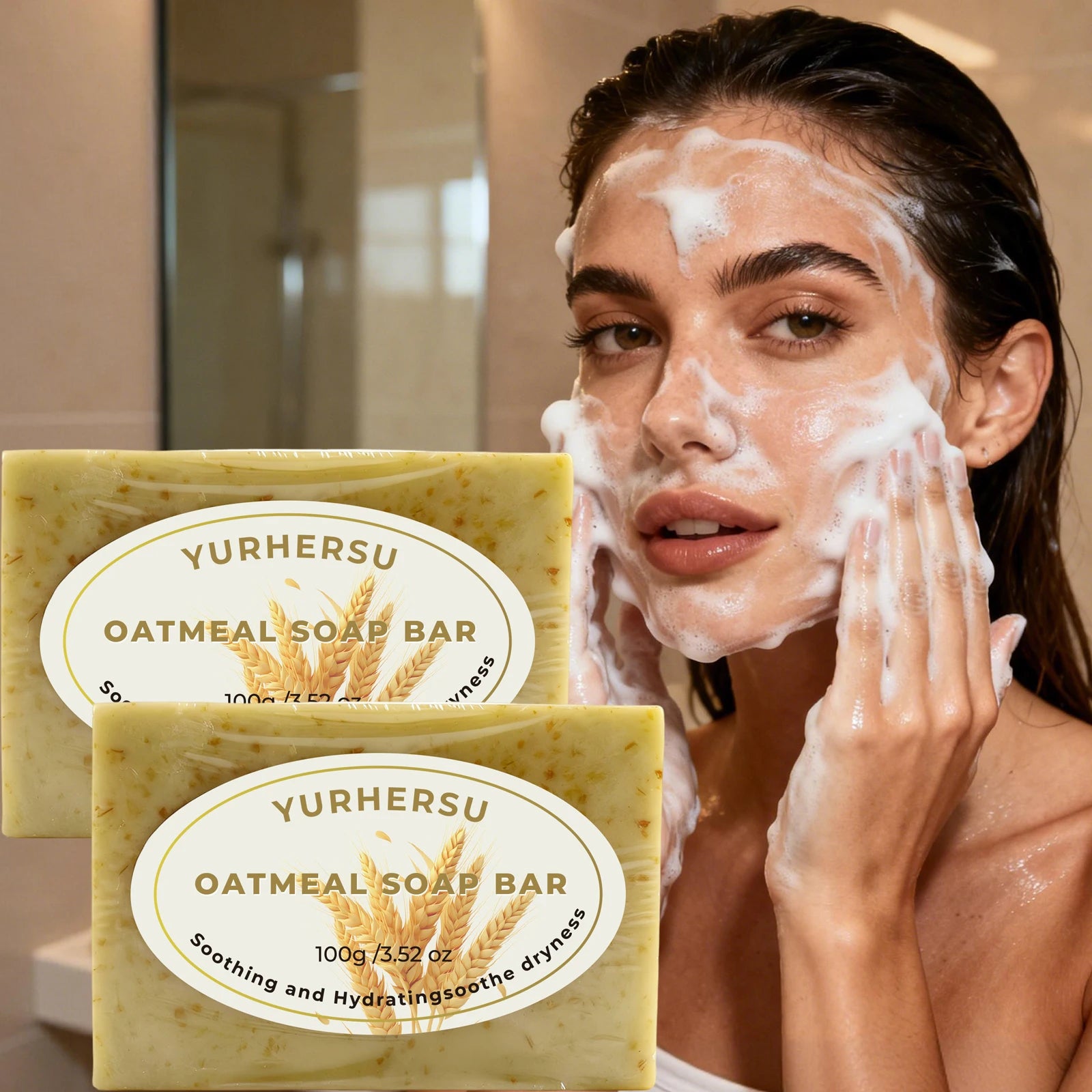 Handmade Oatmeal Soap Bar – Exfoliating & Moisturizing | YURHERSU Handmade Bar Soap Oasis Select 1pcs 200g