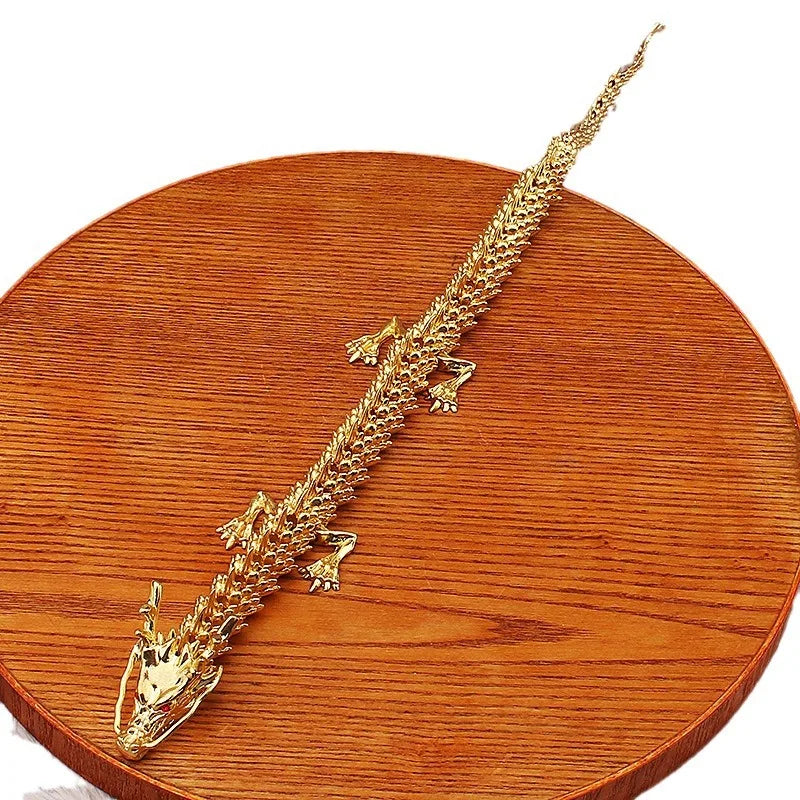 3D Metal Dragon Figurines Multi-joint Movable Home Desk Decoration Antique Dragon Handheld Craftsman Chinese Style Crafts Gift Oasis Select