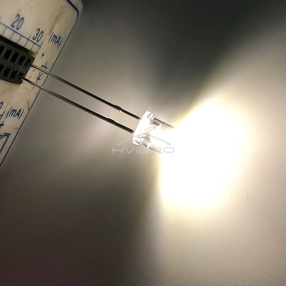 10PCS 5mm Flat Top Ultra Bright LED Diodes – Wide Angle Bulbs