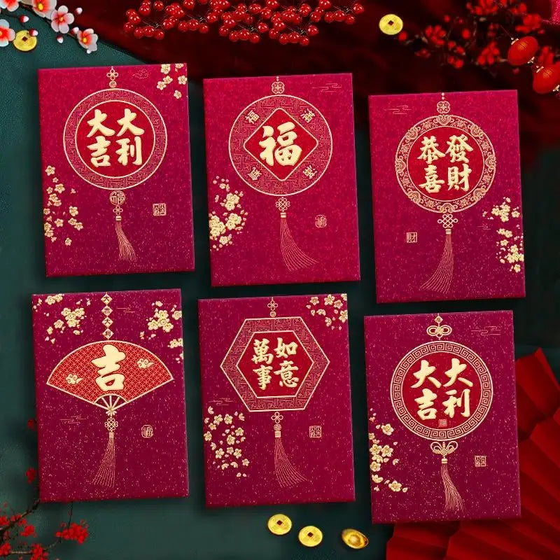 6Pcs Paper 2026 Horse Year Red Envelope Mini Cartoon Lucky Money Bag Traditional Blessing Red Pocket Marriage Celebration Oasis Select B18