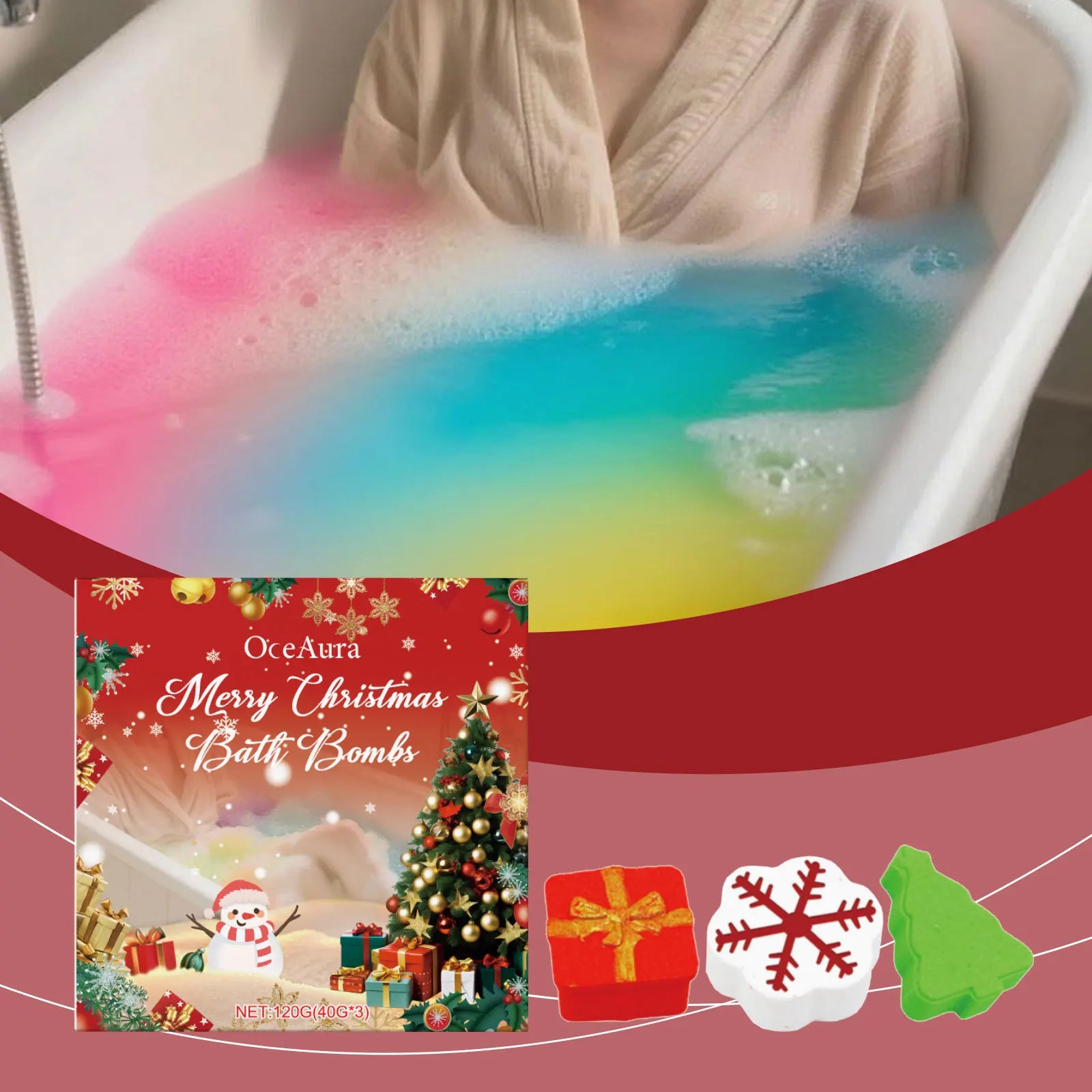 Bath Bombs Christmas Gift Bathing Spa Rich Essential Oil Relieve Dry Skin Moisturizing Relaxing Aromatherapy Bubble Bath Bombs Oasis Select