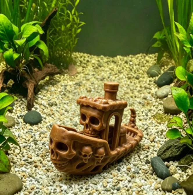 Mysterious Skull Pirate Ship Miniature Figurine 3D Printed Aquarium Decor Skeleton Vessel Ornaments Fish Tank Home Display Gifts Oasis Select Skeleton ship2