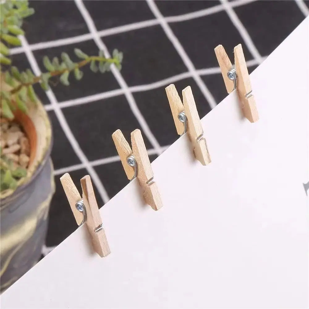 50/100pcs Durable Wooden Photo Clips Mini Reusable Memo Paper Peg Wooden Clamp for Hanging Pictures Paper DIY Crafts Oasis Select