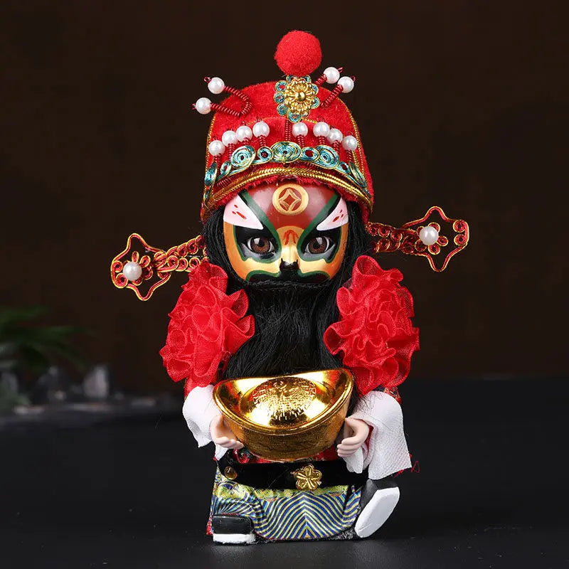 Chinese-style Themed Gifts for Foreigners Peking Opera Facial Makeup Memorabilia Silk Figurine Dolls and Decorative Ornaments Oasis Select Wen god of wealth 10x15cm