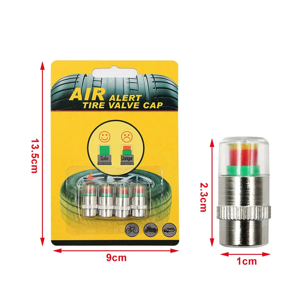 Tire Pressure Valve Stem Caps – 3-Color Alert, 4 or 8 Pack Tire Pressure Cap Oasis Select