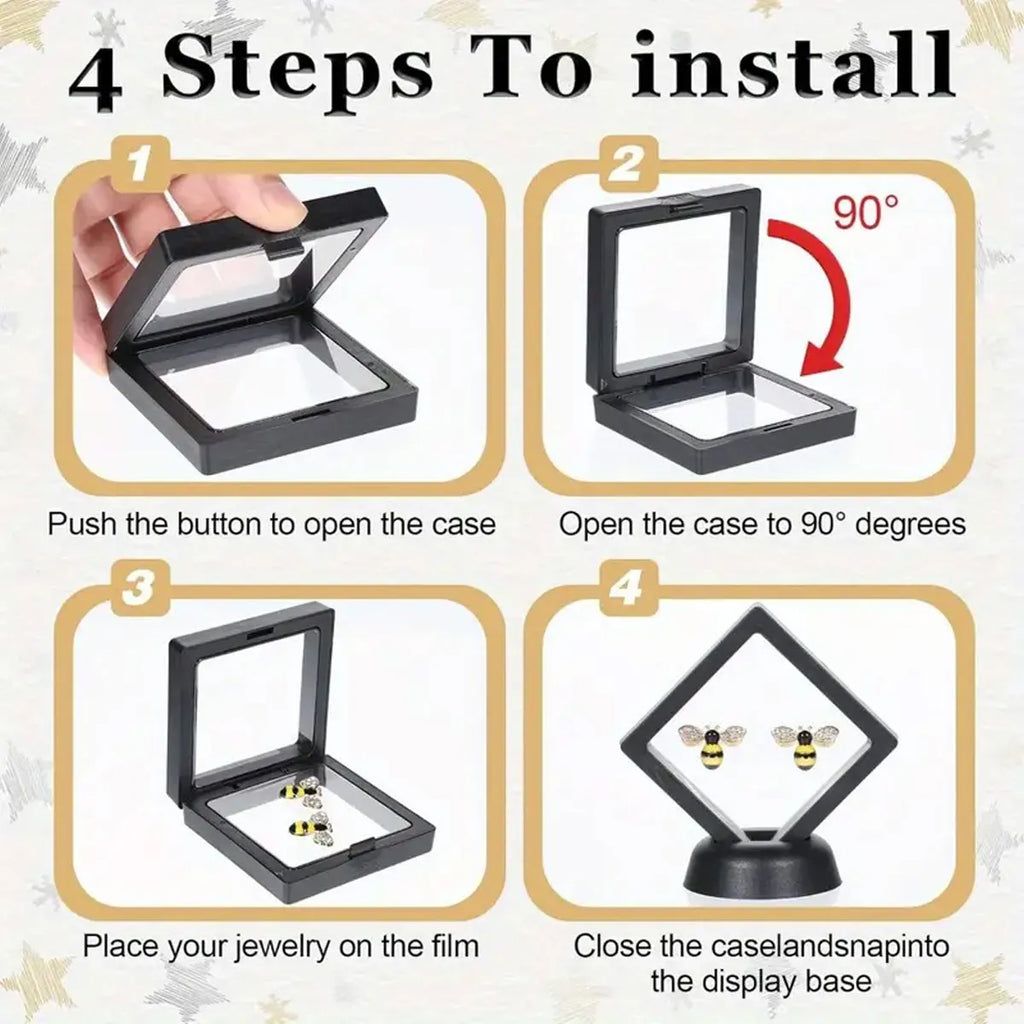 10pcs,Floating display box with base, transparent film display box, challenge coins, specimens, jewelry display and storage Oasis Select