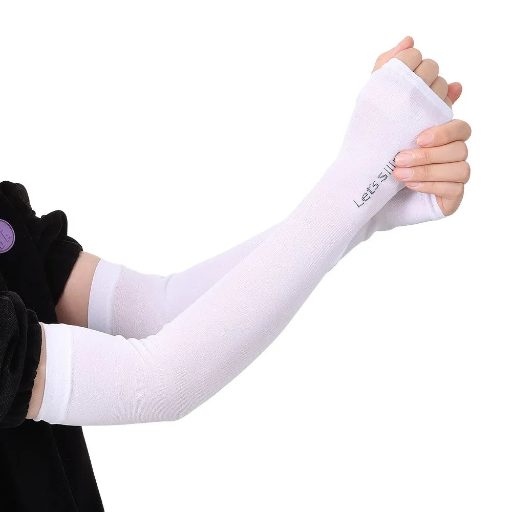 New Breathable Sun Protection Sleeves Summer Cooling Quick Drying Driving Sleeves Anti-UV Elastic Fishing Running Sleeves Oasis Select White-Exposed Finger