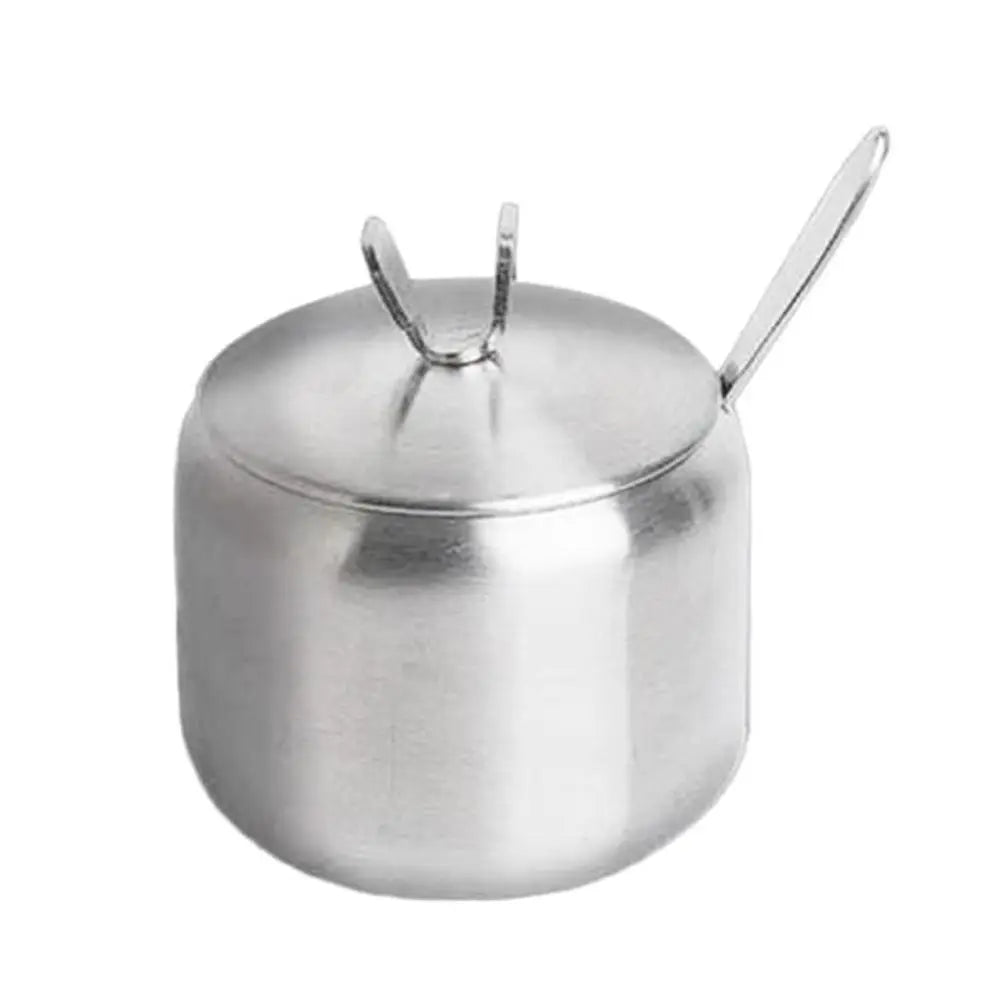 Stainless Steel Sugar Bowl with Lid & Spoon | Gold & Silver Sugar Bowl & Spice Jar Oasis Select Silver-250ml-A