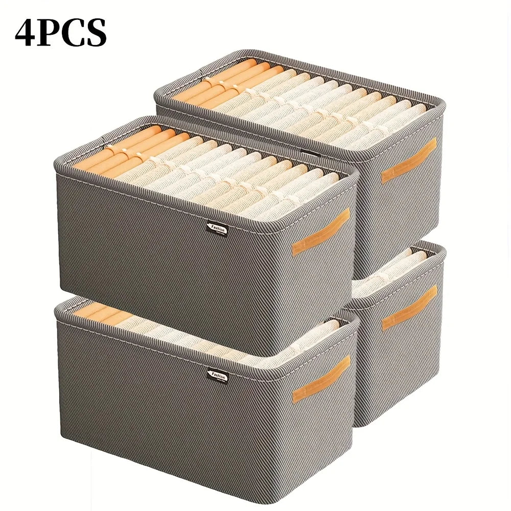 4PCS Extra Large Stackable Storage Boxes | Heavy-Duty Non-Woven Fabric Organizer, Space-Saving Multi-Purpose Storage for Closet Oasis Select