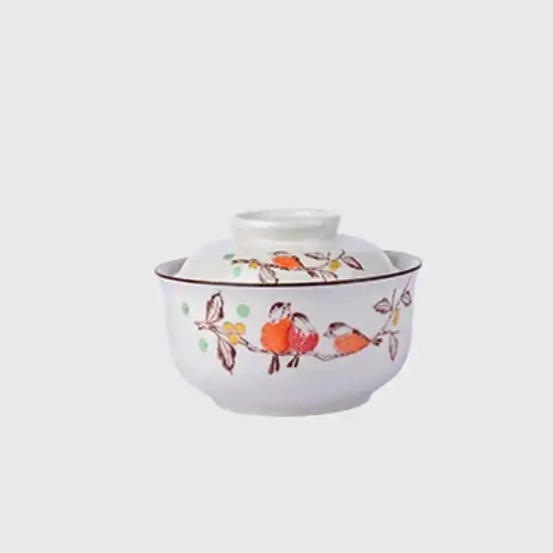 Japanese Instant Ramen Bowl With Lid Retro Ceramic Large Capacity Noodle Salad Soup Bowls Household KitchenTableware Supplies Oasis Select 6.5Inch Blow 5
