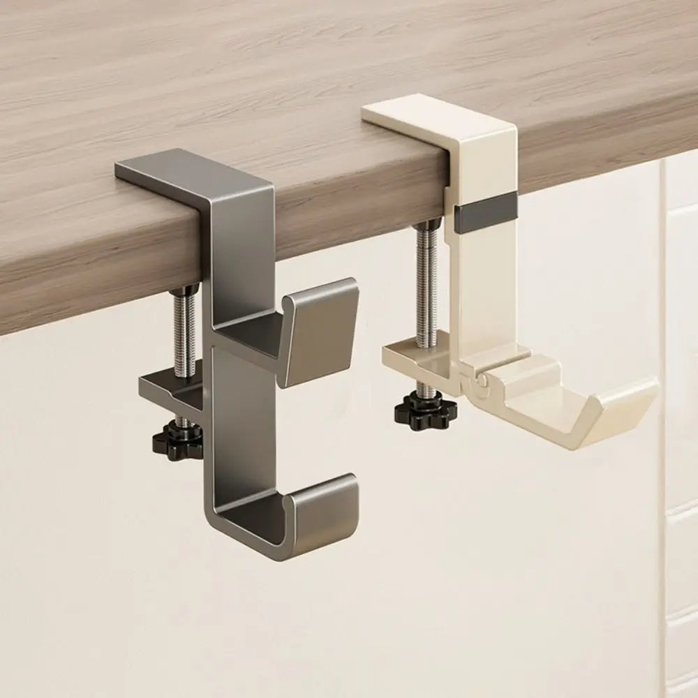 New Aluminum Alloy Hanging Bag Hook Punch-free Removable Desk Side Holder Multi-functional Portable Handbag Rack Table Oasis Select