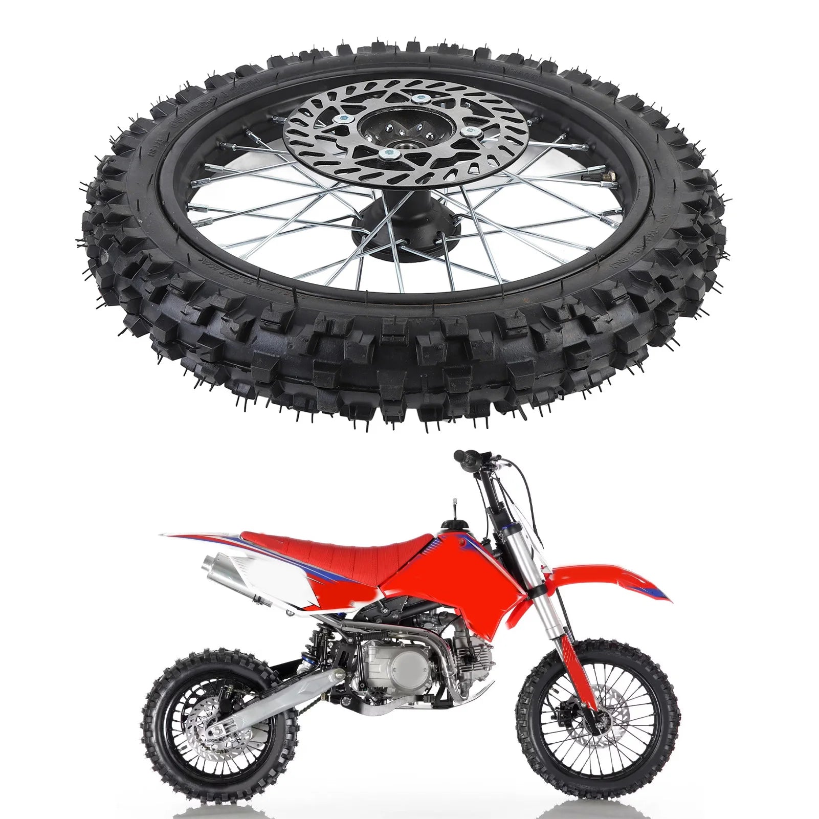 14 Inch Front Wheel Assembly Fit for 125 140 150 160cc Pit Dirt Bike with 15mm Rim Axle & Brake Rotor Oasis Select