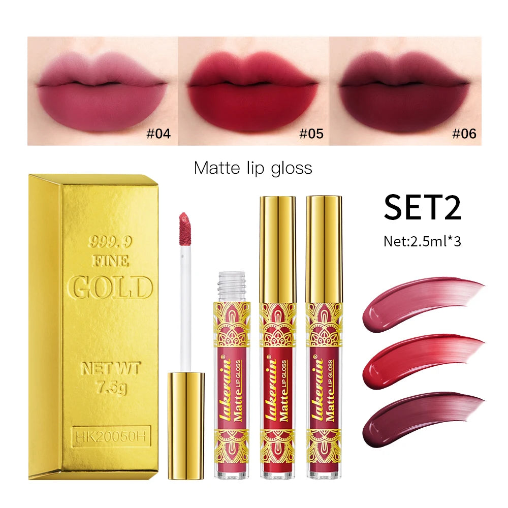 Golden Bar Luxury Lipstick Timeless Velvety Smooth Finish Intense Color Stay Smudge-Proof & Waterproof Valentines Day Gift for H Oasis Select set 2
