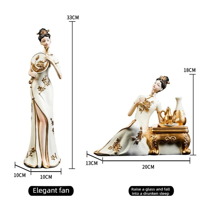 Light Luxury High-end Ladies Ornaments Ancient Figures New Chinese Style Art Decorations Retro Living Room Foyer Decorations Oasis Select