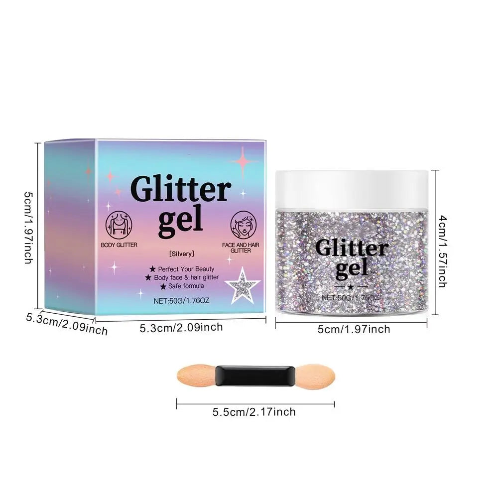 Eye Glitter Nail Hair Body Face Gel Natural Glitter Makeup Eye Glitter Face Body Lip Glitter Eyeshadow Polarizing Stage Makeup Oasis Select Silver China Mainland