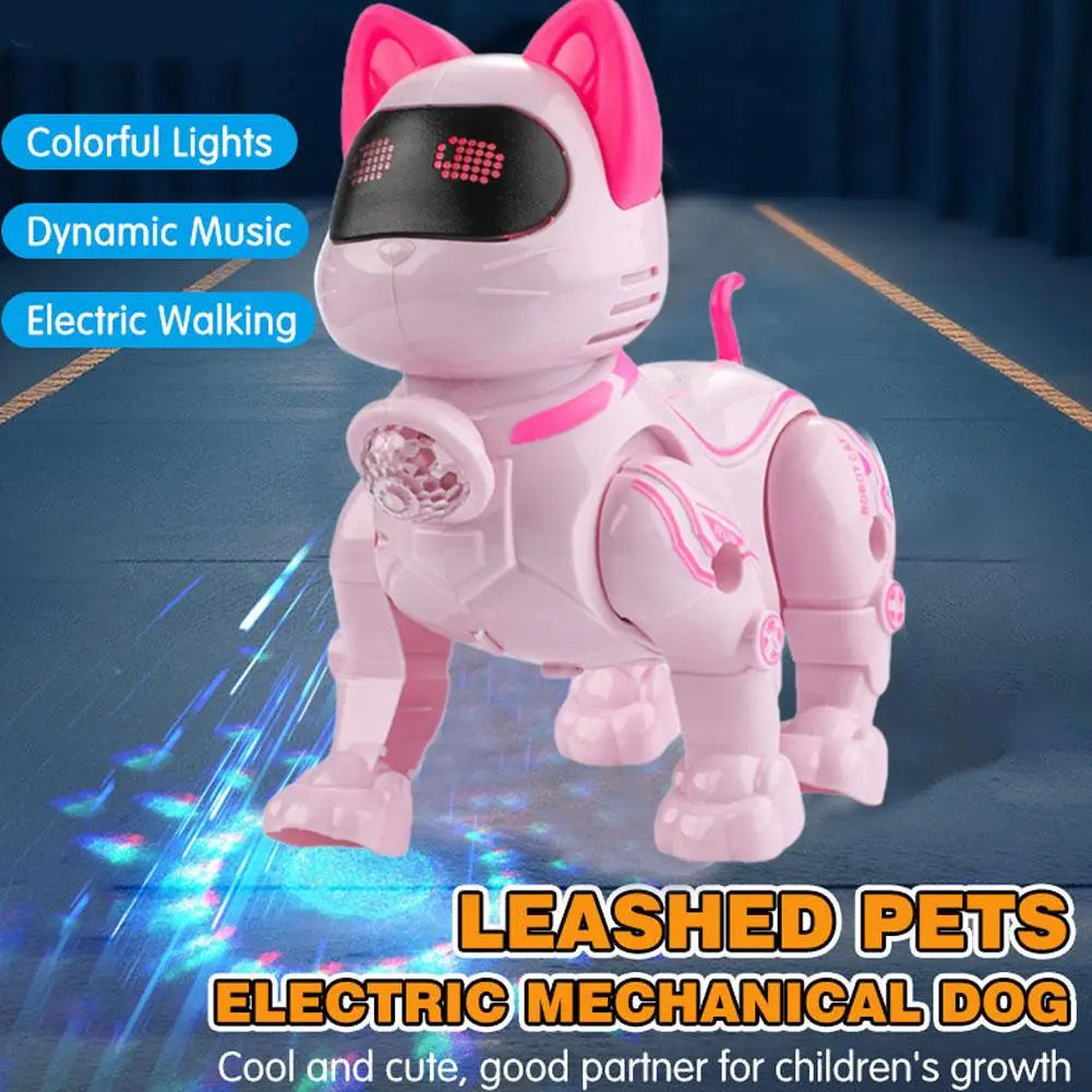 Electric Robot Cat Toy – Walking, Singing & Light-Up with Leash