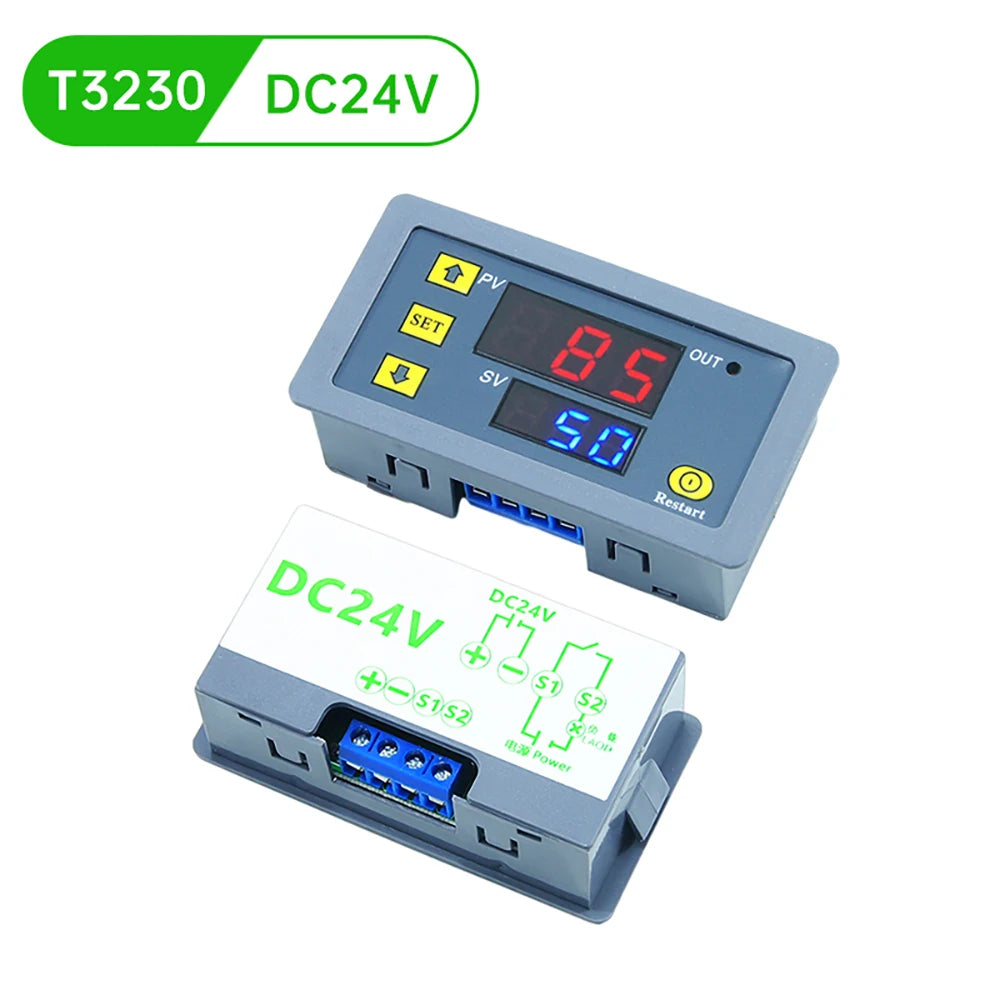 AC 110V 220V DC 12V DC24V Time Delay Relay LED Display Cycle Timer Switch Adjustable Timing Delay Relay Time Power Suppy T3230 Oasis Select DC24V