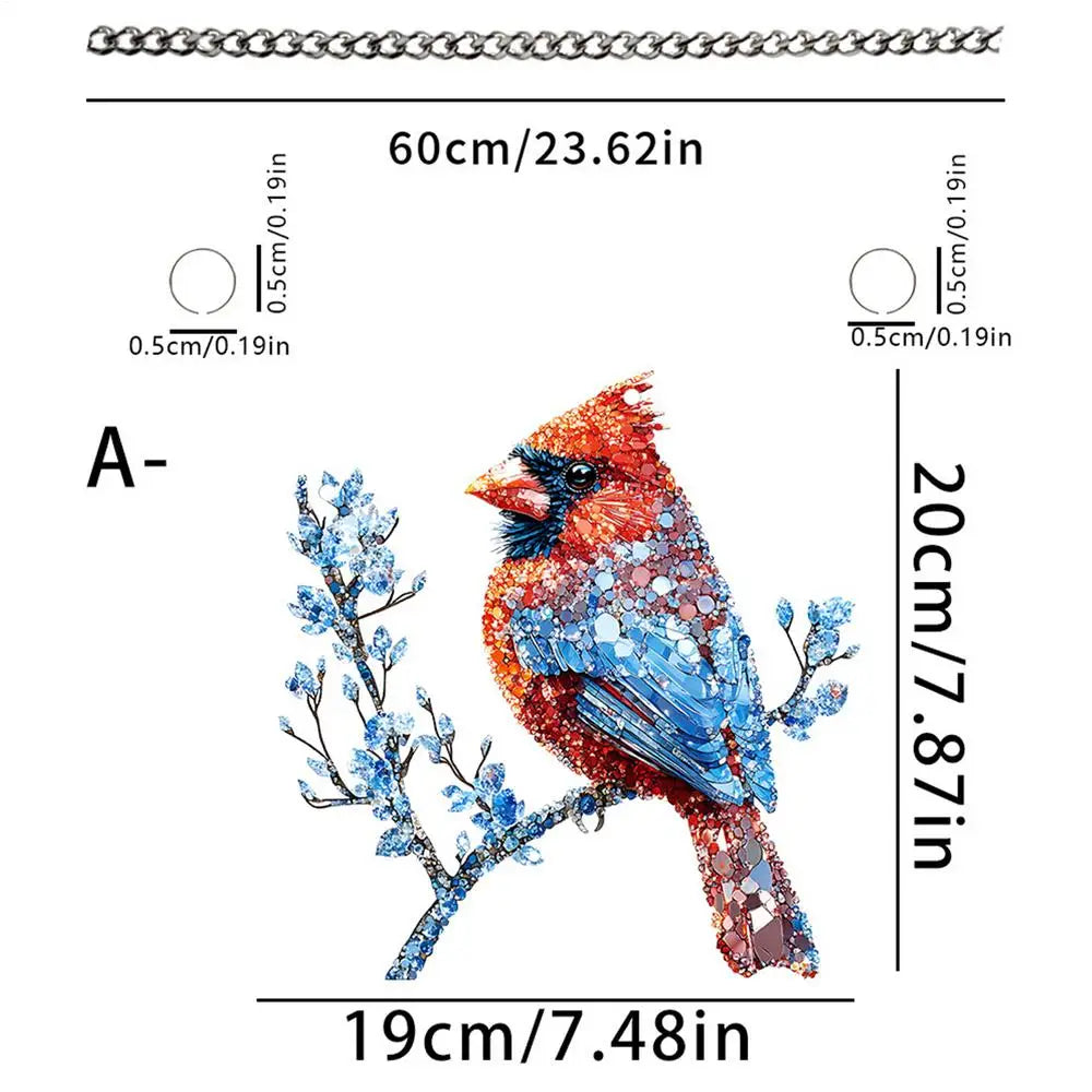 Dangling Bird Ornaments Dangling Bird Light Catcher 2D Acrylic Birds Centerpiece Window Panel Decor for Home Studio Restaurant Oasis Select Red