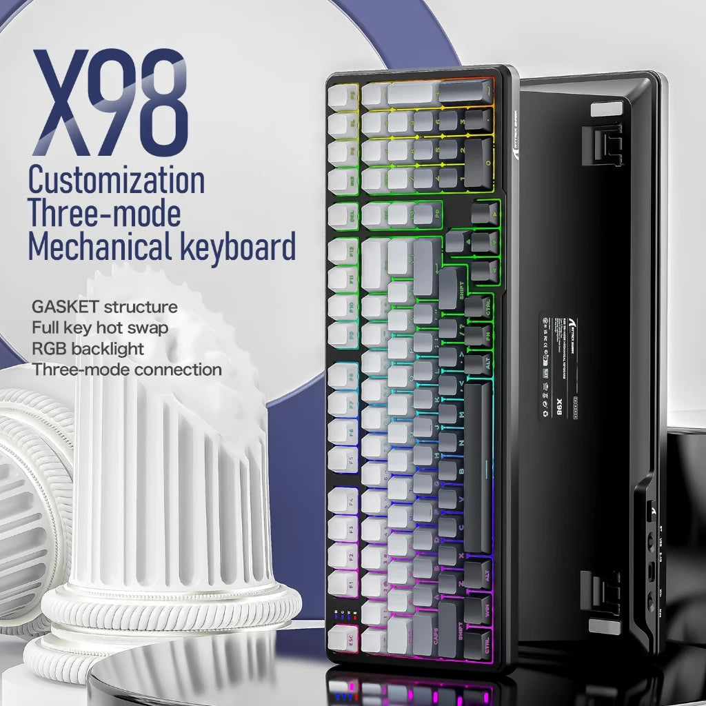 Attack Shark X98 Mechanical Keyboard 3-Mode Wireless (BT/2.4G/USB-C) Hot Swap 80% Layout | RGB Backlight | 4000mAh Gasket Mount Oasis Select