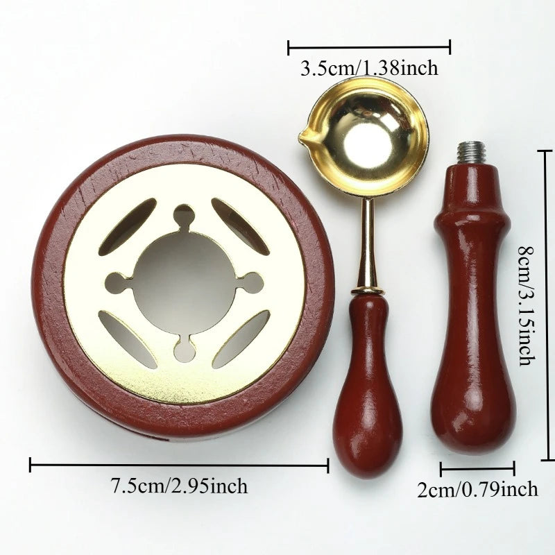 Retro Sealing Wax Melting Kit Mini Furnace Pot and Spoon Combo Practical Wax Seal Accessory for Handmade Craft Decor Oasis Select M Red