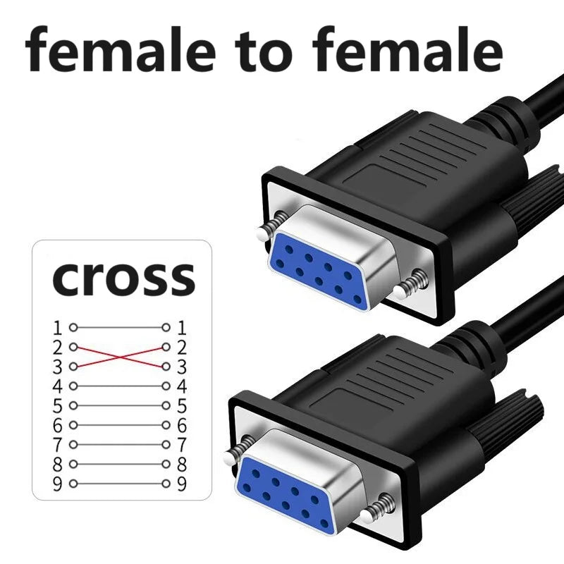 DB9 9Pin Serial Direct cross RS232 Extension Cable Connecting Line DB9 9Pin cable Male To Male/female Data Line Extension Cable Oasis Select Female to Female B 0.5m