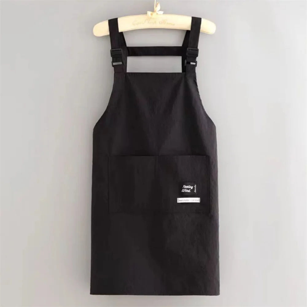 Fashion Strap Style Apron Waterproof Anti-fouling Nail Art Cafe Workwear Sleeveless Catering Waiter Work Clothes Oasis Select Black long