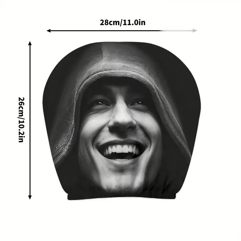 Easy Install Universal Fit 2Pcs Halloween Horror Face Car Headrest Covers Soft Polyester Washable Dustproof Protective Sleeve Oasis Select D 2PCS