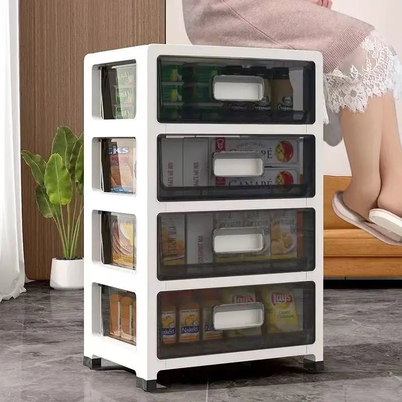 3-6 Tier Storage Cabinet,Large Capacity & Space-Saving Organizer,Transparent Black for Living Room/Bedroom/Study Oasis Select
