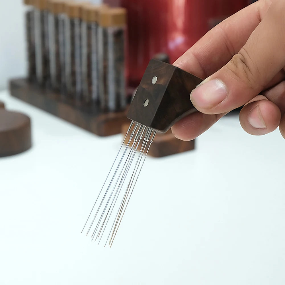 Magnetic Espresso Coffee Distribution Needle Tool | Wood & Steel