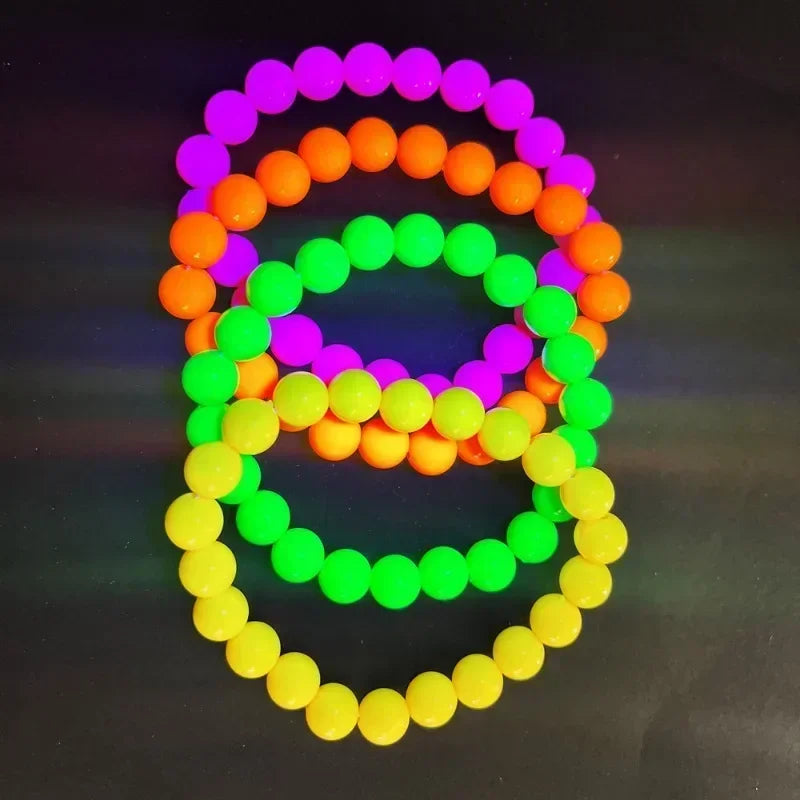 4-40PCS Connected Beads Necklace Neon Costume Accessory Set Bracelets Necklaces Photo Props Party Dress Up Bead Multicoloured Oasis Select