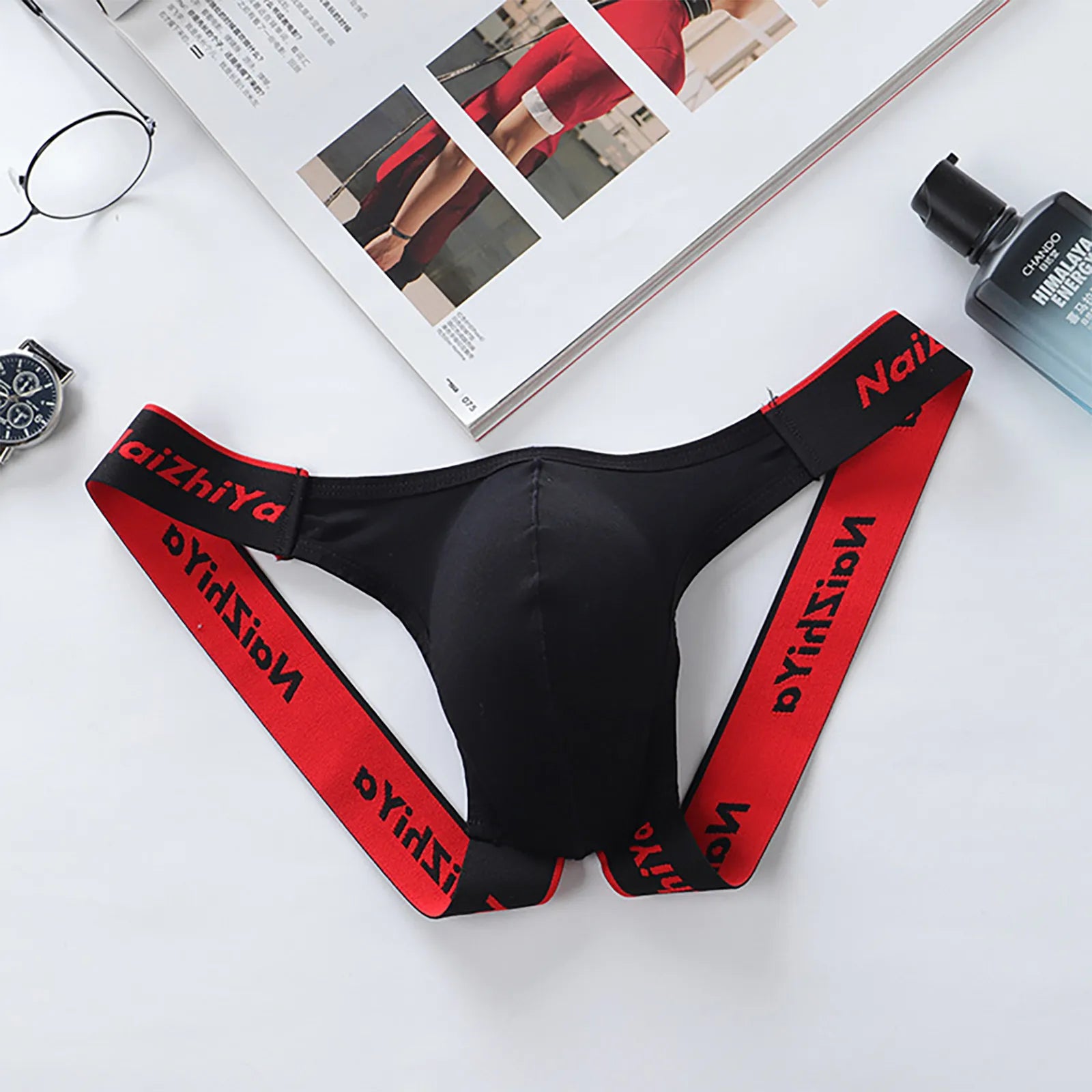 Men Sexy Gay Thongs Polyester Cueca Hombre Jockstrap Men Erotic Open Back Underwear Mens Erotic Low Waist Thong T Shape G String Oasis Select Black M