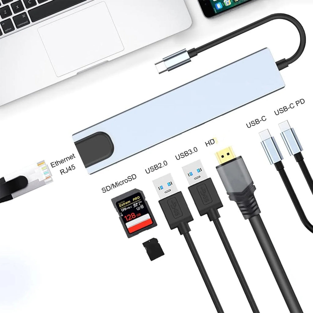 8 in1 USB C HUB 3.0 Type C Splitter 4K Docking Station Laptop Adapter PD SD TF For Macbook Air M1 iPad Pro RJ45 HDMI-Compatible Oasis Select 8-in-1